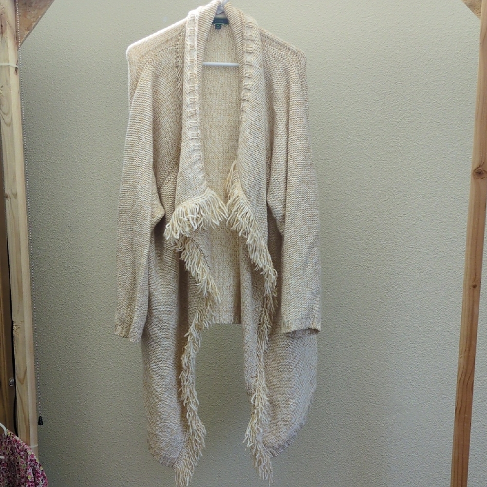 C. Wonder Cream Fringed Cardigan Women's Size 3X